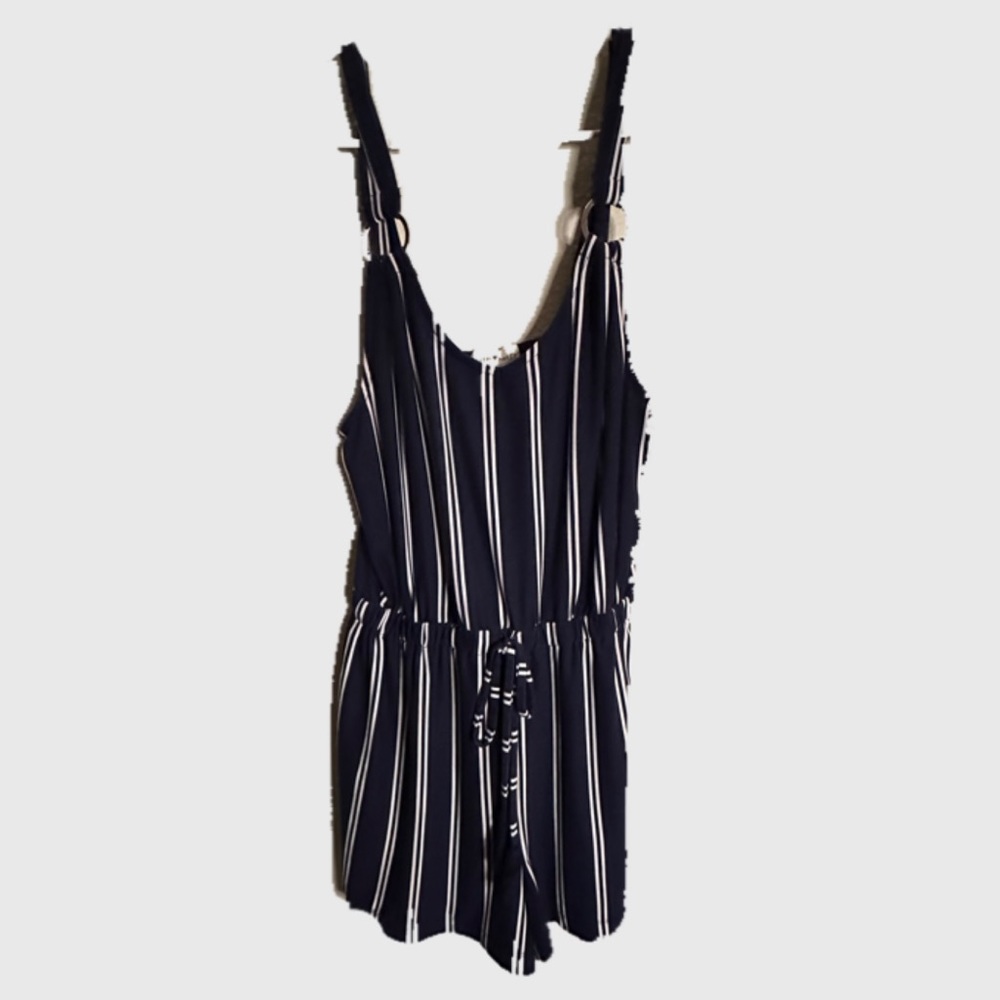 Blue and white striped romper